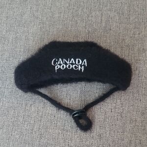 Small Canada Pooch Black Fuzzy  Pawparazzi Beanie Dog Hat, toque